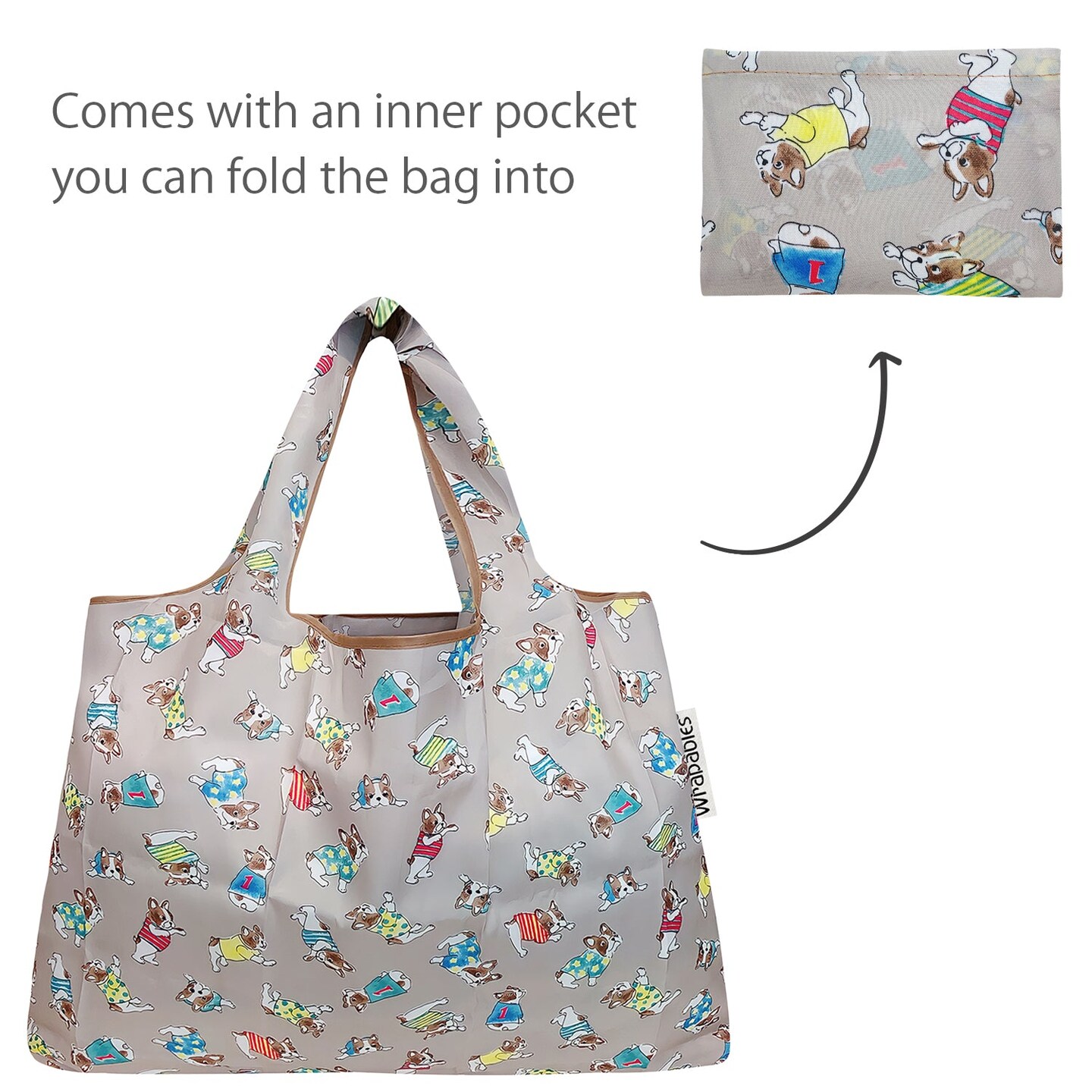 Wrapables Large &#x26; Small Foldable Tote Nylon Reusable Grocery Bags, Set of 2