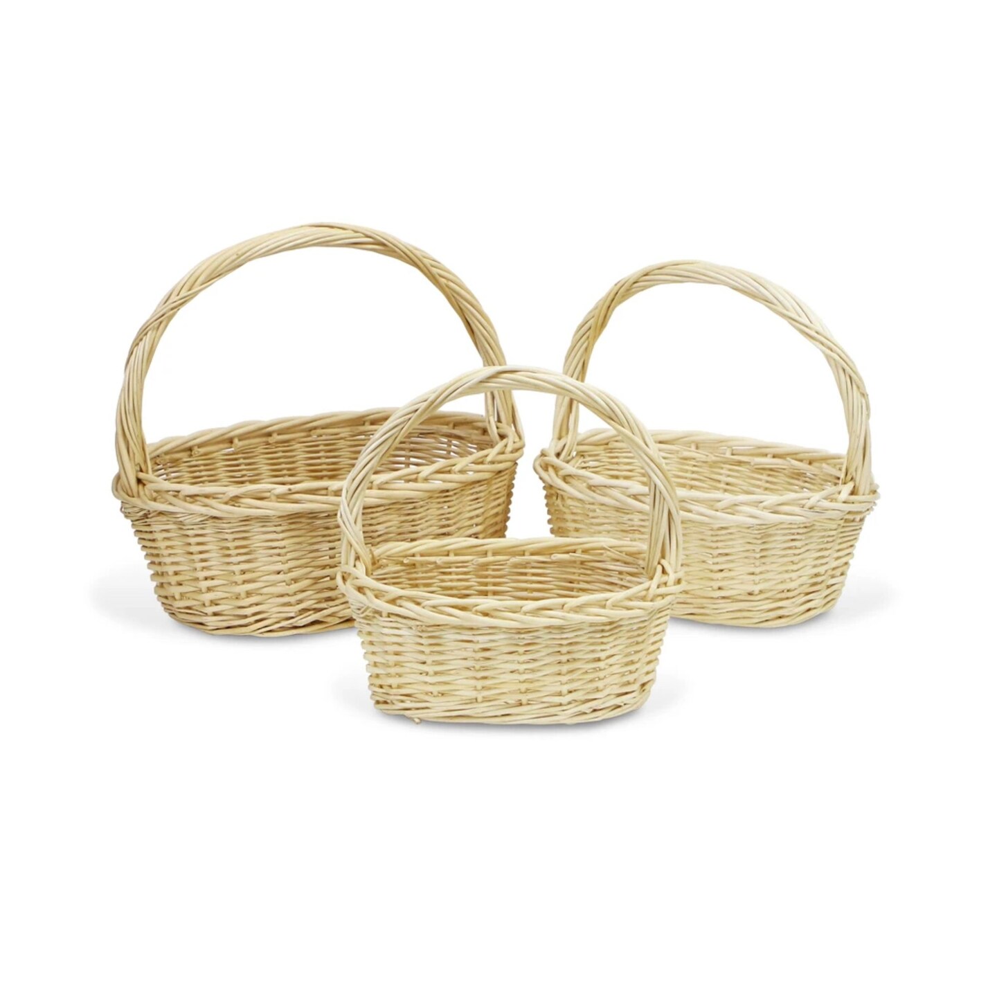 Contemporary Home Living Set of 3 Beige Oval Storage Baskets with Handles 16" Michaels