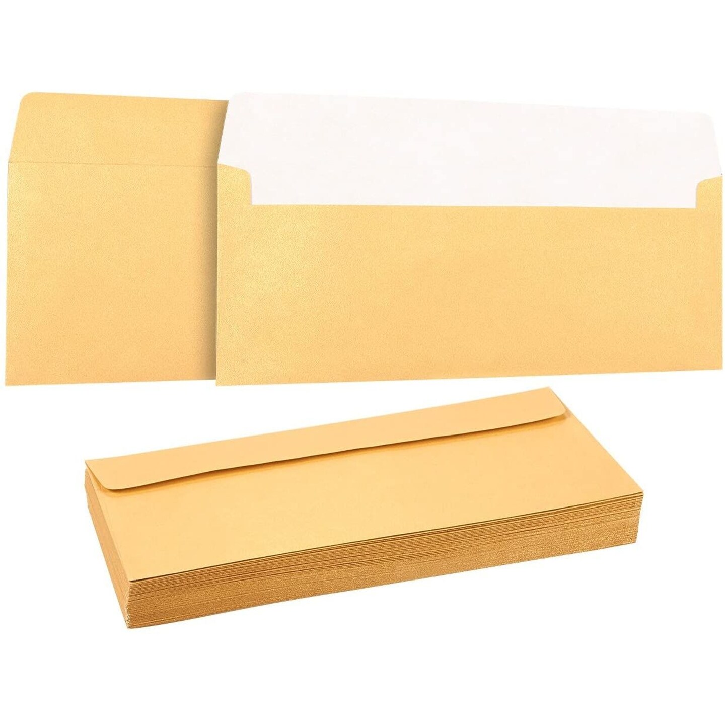 50 Pack #10 Gold Business Envelopes - Value Pack Square Flap Envelopes - 4 1/8 x 9 1/2 Inches - 50 Count, Gold