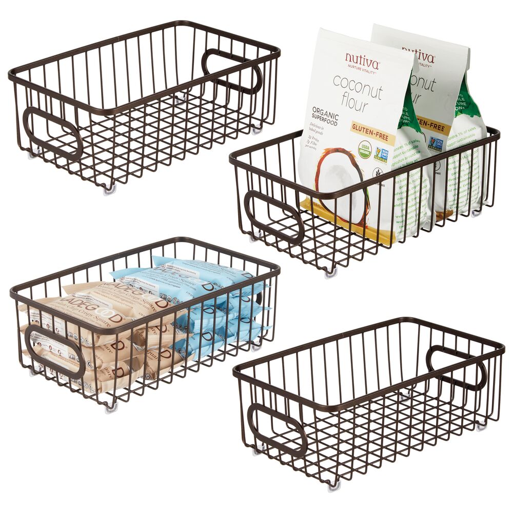 mDesign Metal Wire Kitchen Pantry Food-Storage Organizer Basket