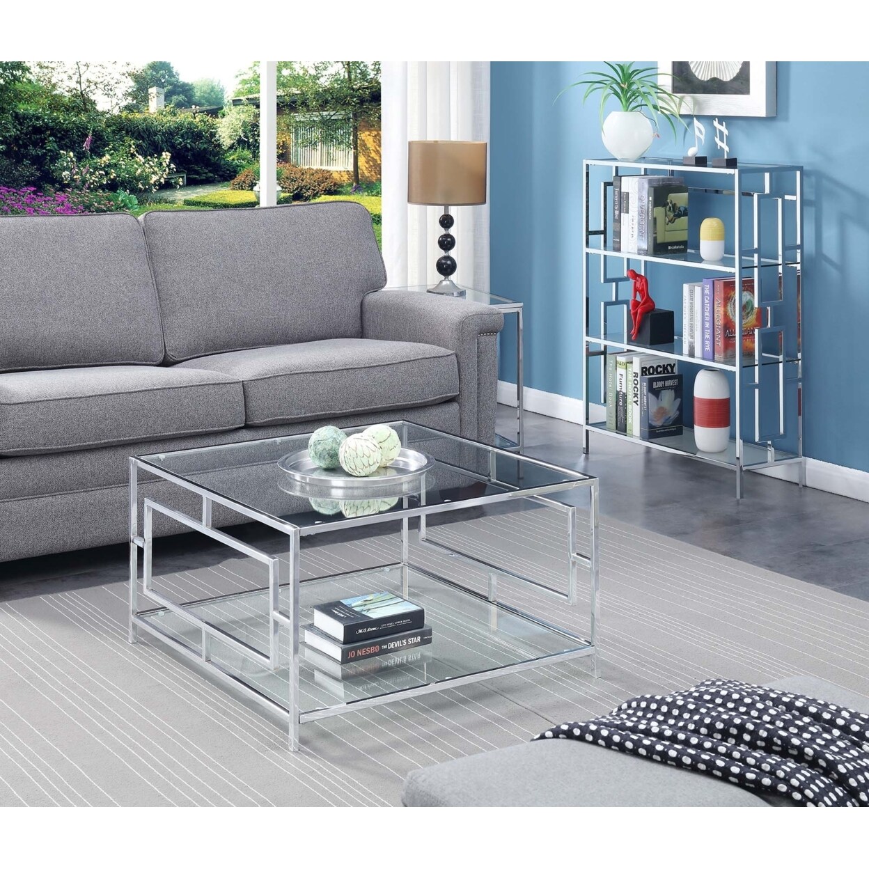 Convenience Concepts Town Square Chrome Square Coffee Table