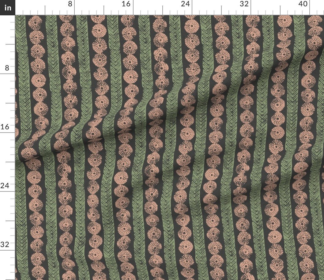 Geometric Stripes Herringbone Folk Art Block Print Moody Custom Printed Fabric by Spoonflower Various Fabrics by the Yard or Fat Quarter