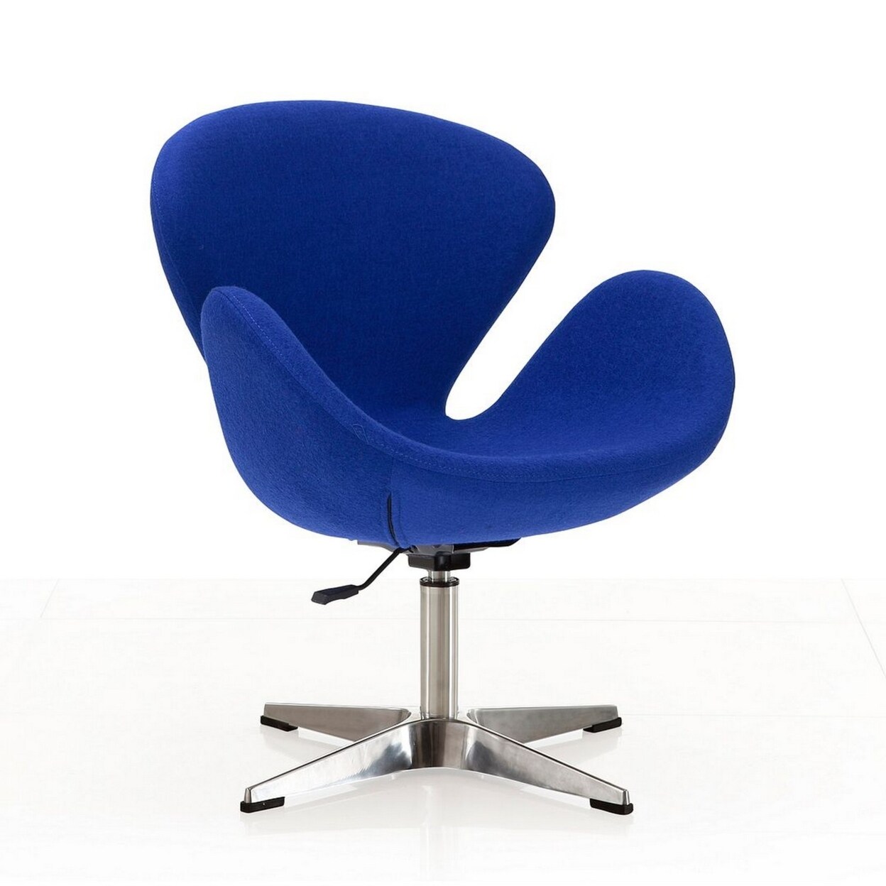 Manhattan Comfort Raspberry Blue and Polished Chrome Wool Blend Adjustable Swivel Chair