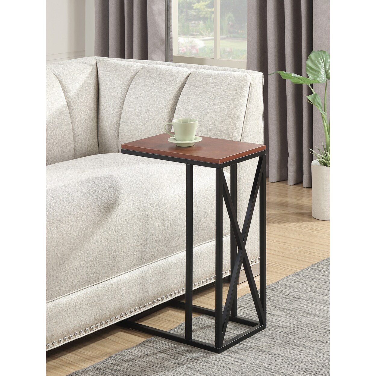 Convenience Concepts Tucson C End Table, Cherry and Black