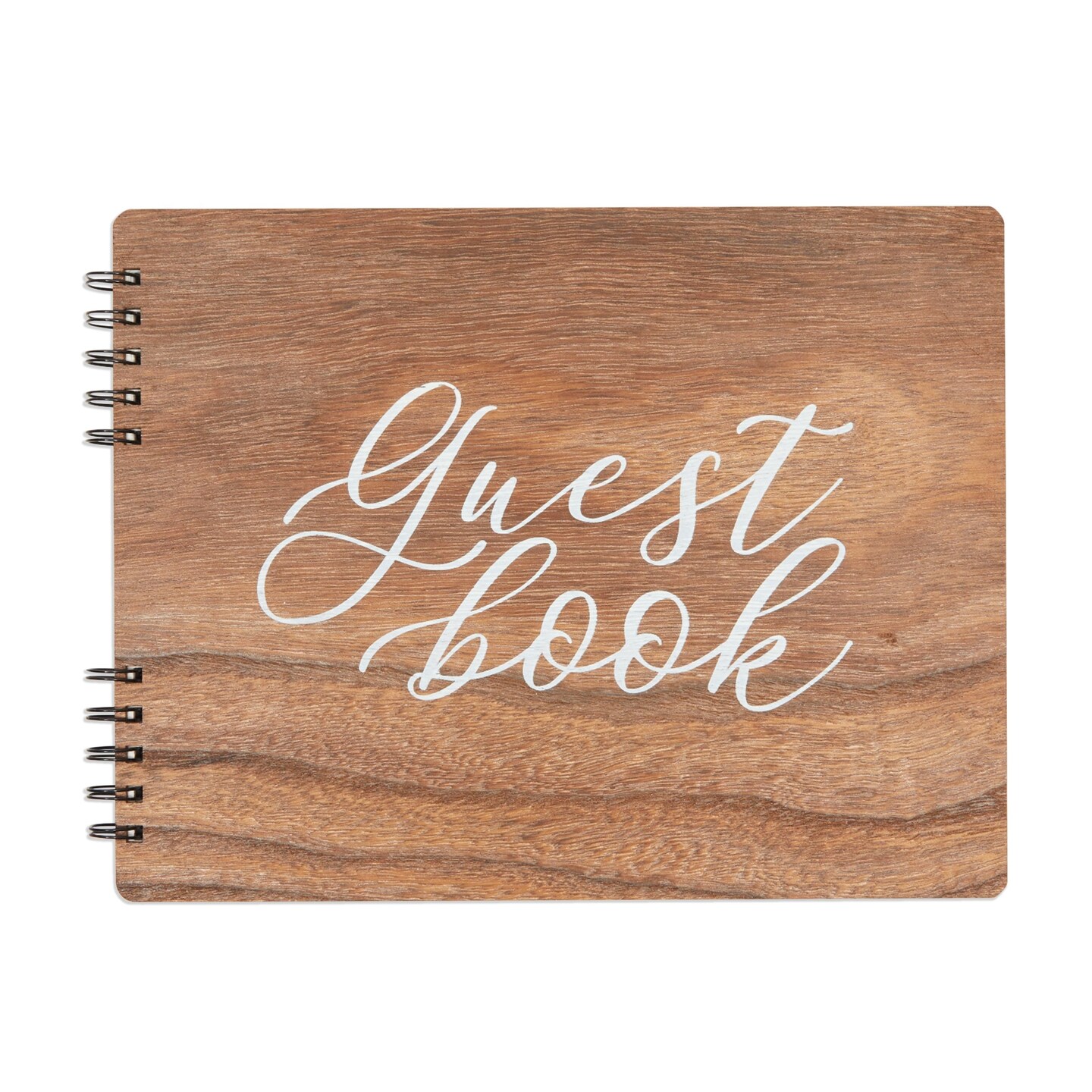 Rustic Style Wooden Guest Book - Wedding Reception, Bridal Shower, Baby Shower, Quinceanera Guest Book (112 pages, 11.25x8.75 In)