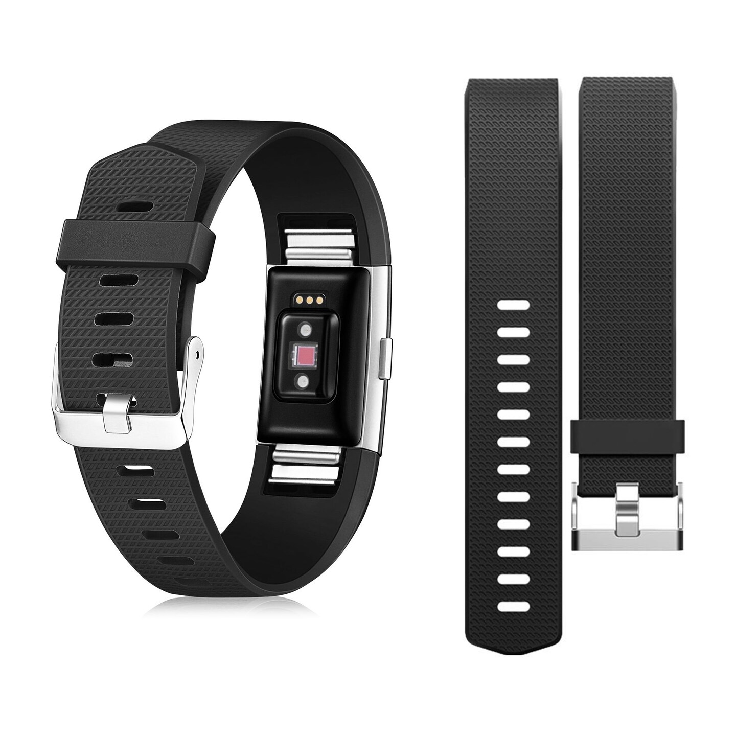 Zodaca Replacement Band for Fitbit Charge 2 Adjustable Sport Band Strap Accessories Wristband with Fasteners and Metal Clasps - Black