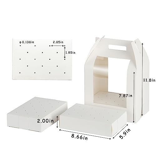 Cake Pop Boxes Packaging, 4 pcs Portable Cake Pop Holder Boxes with 18 Holes Lollipop Display Stand (White)