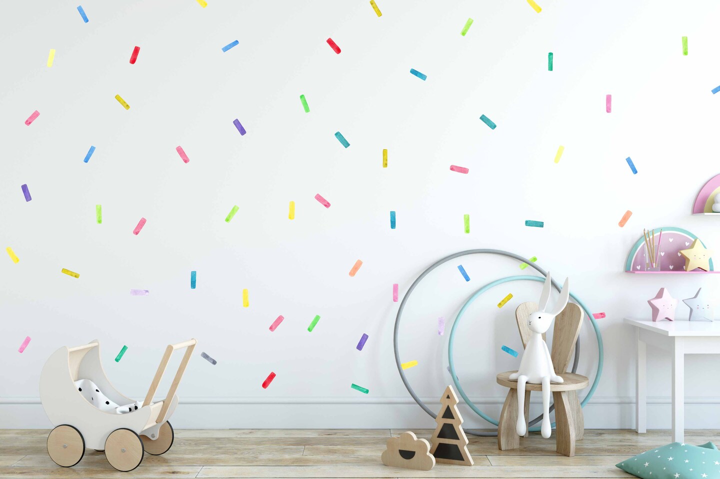 Sprinkles Wall Decals,  Rainbow Color Polka Dots, Stripes Decal, Stripe Stickers, Nursery Decor, Bedroom Decor LF210