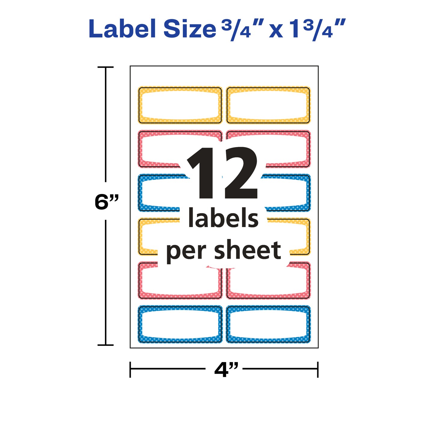 Avery Durable Labels for Kids&#x27; Gear, 3/4&#x22; x 1-3/4&#x22;, Assorted Border Colors, Water-Resistant Labels, 4 Packs, 240 Rectangle Labels Total (21944)