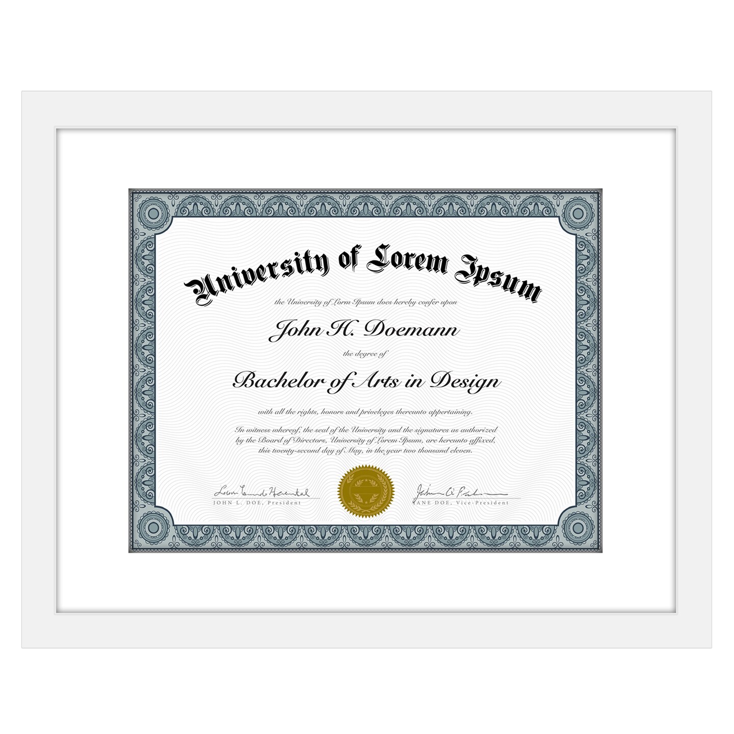 Americanflat 11x14 Diploma Frame - 8.5x11 with Mat or 11x14 without Mat - Certificate Frame for Displaying Documentation - Shatter Resistant Glass - Hanging Hardware