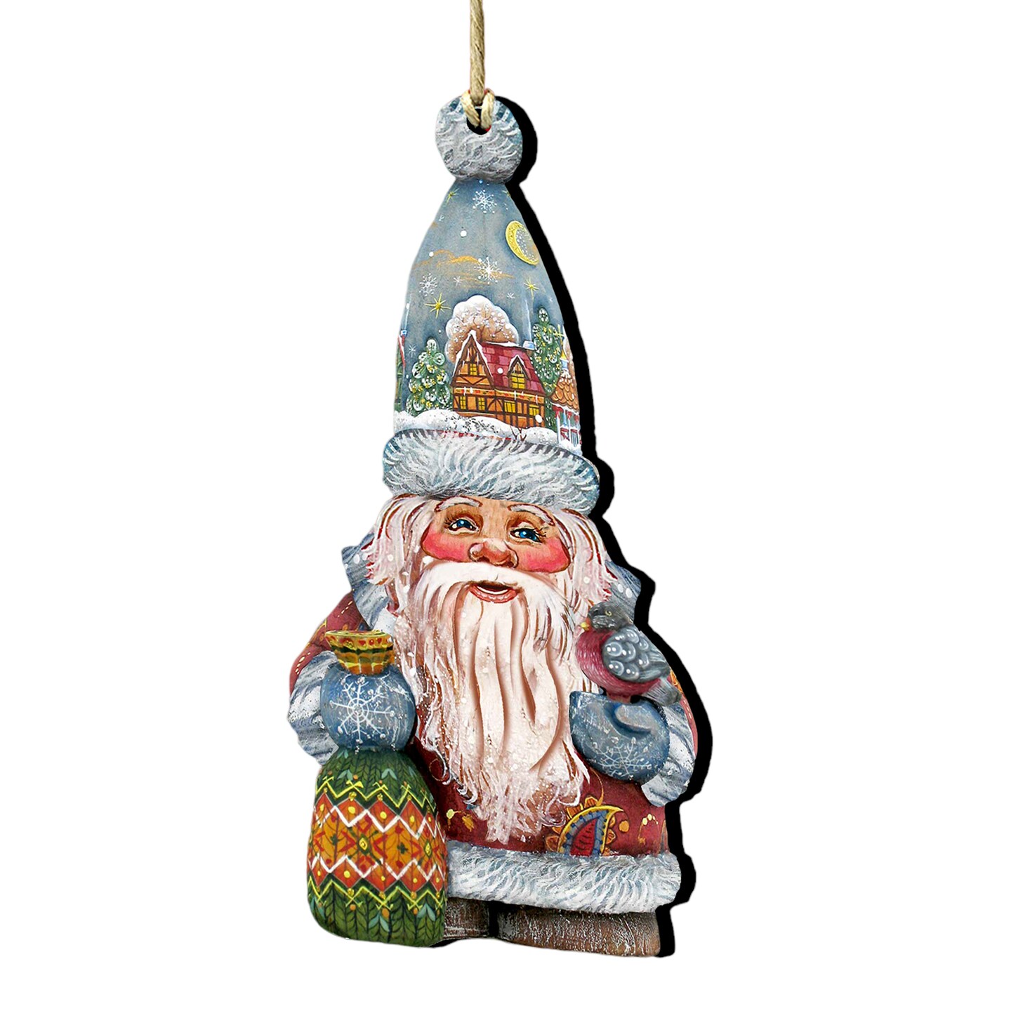 Designocracy Set of 2 Santa Celebration Wooden Christmas Ornaments 5.5&#x22;