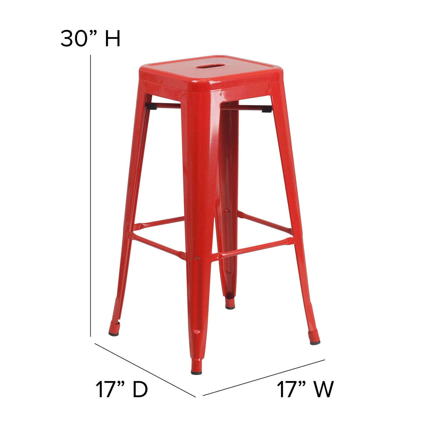 Emma and Oliver Kam Backless Metal Indoor-Outdoor Stool with All-Weather Polystyrene Seat