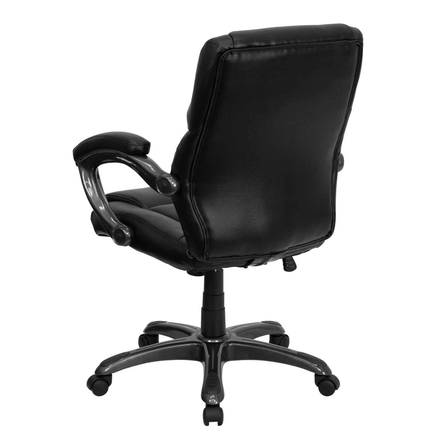 Emma and Oliver Mid-Back Leather Overstuffed Swivel Task Ergonomic Office Chair with Arms