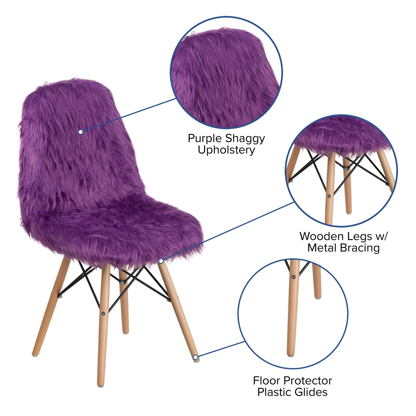 Emma and Oliver Shaggy Dog Fur Accent Chair