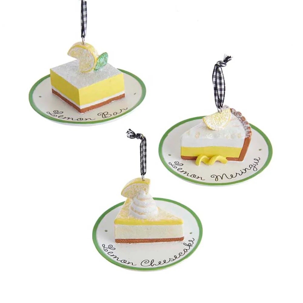 KSA Pack of 12 White and Yellow Lemon Dessert Christmas Ornaments 3&#x22;