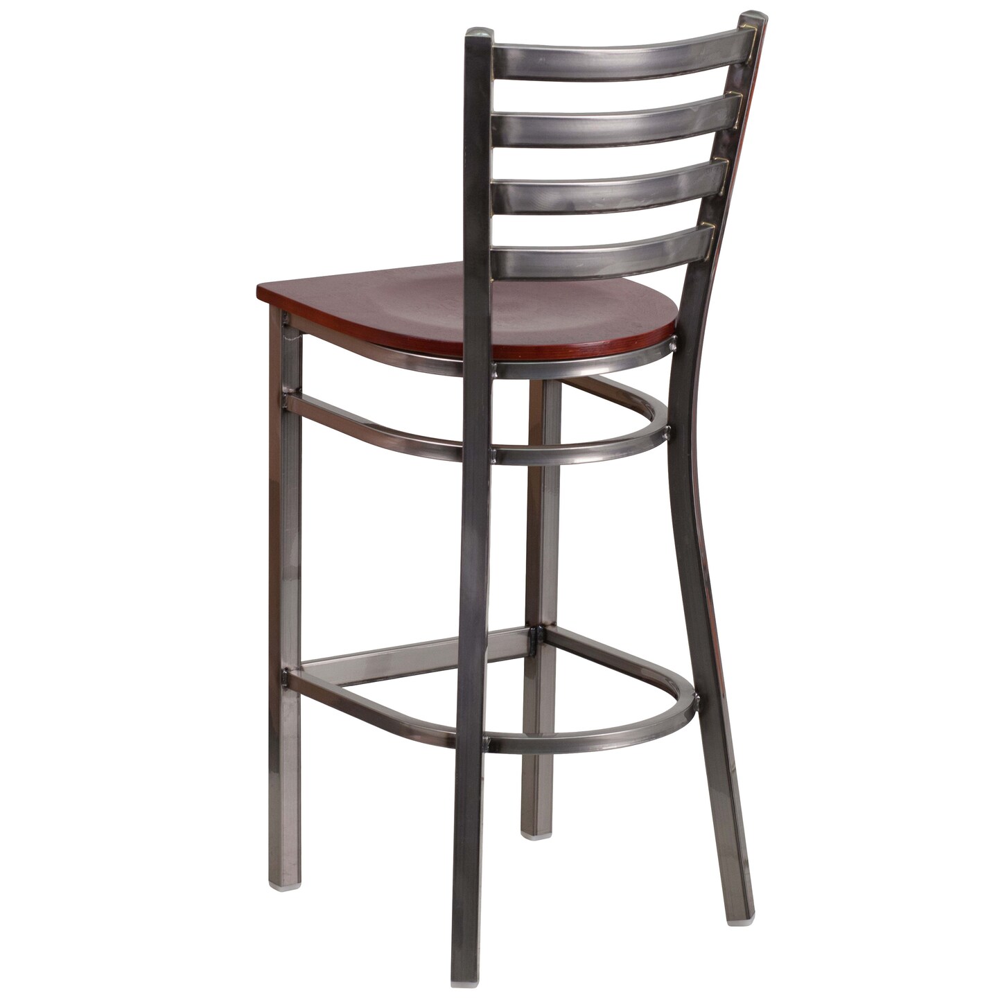 Emma and Oliver Clear Coated Ladder Back Metal Restaurant Dining Barstool