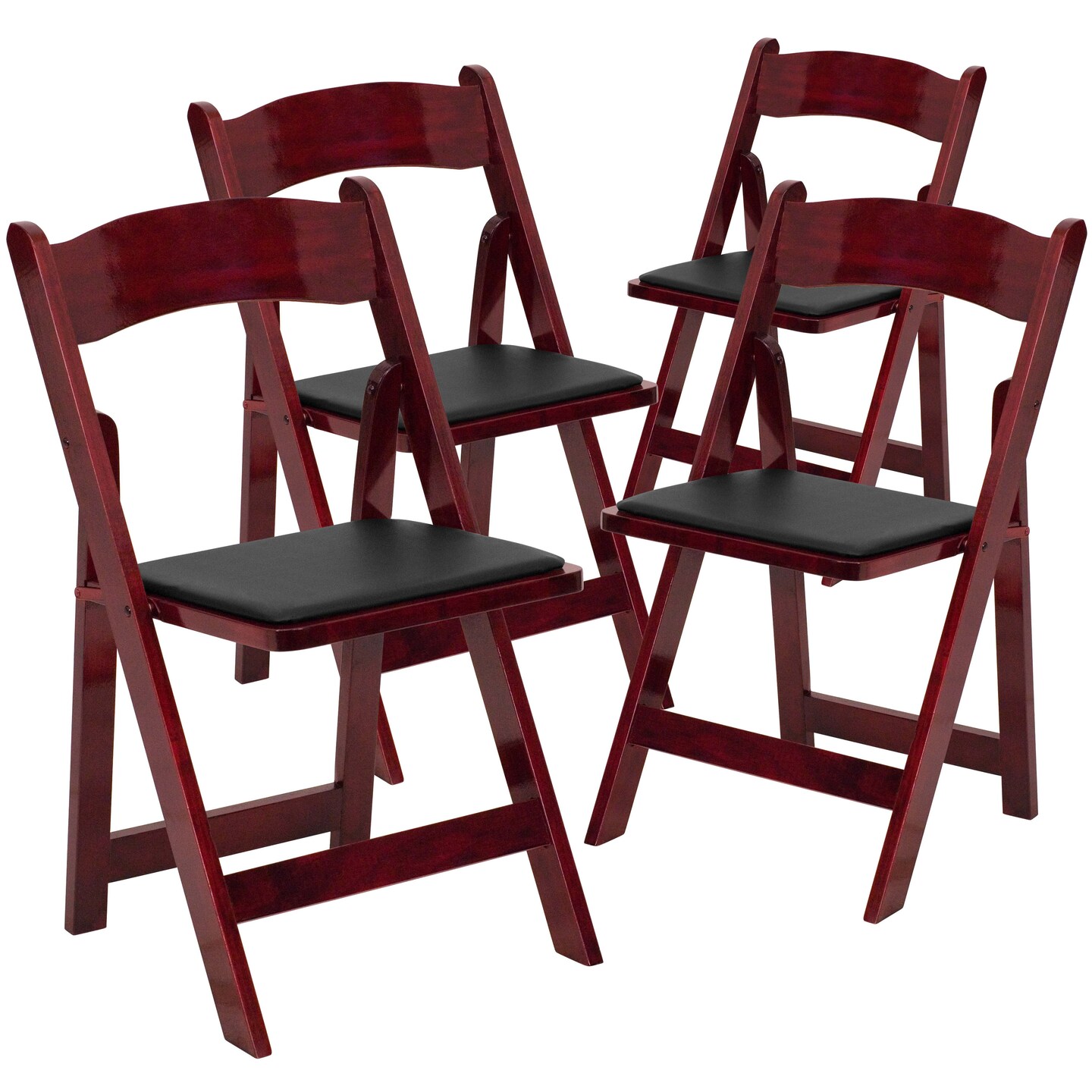 Emma and Oliver 4 Pack Wood Folding Chair with Vinyl Padded Seat
