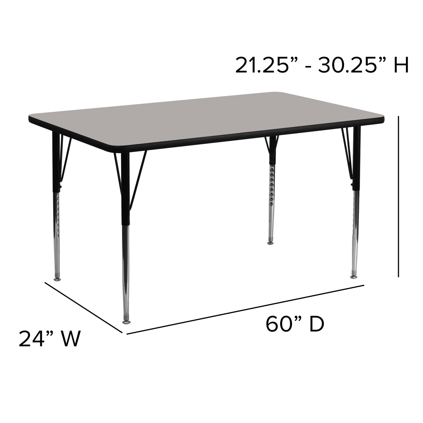Emma and Oliver 24x60 Rectangle HP Laminate Adjustable Activity Table