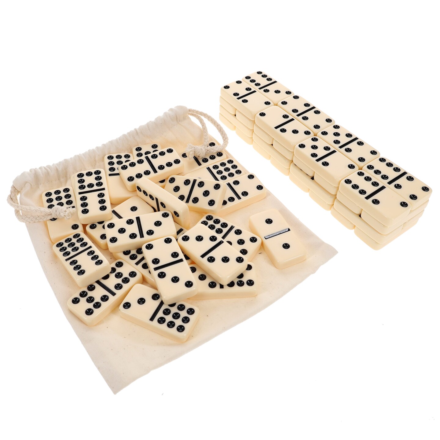 WE Games Double Nine Dominoes with Canvas Bag - Ivory Color Tiles, Club Size