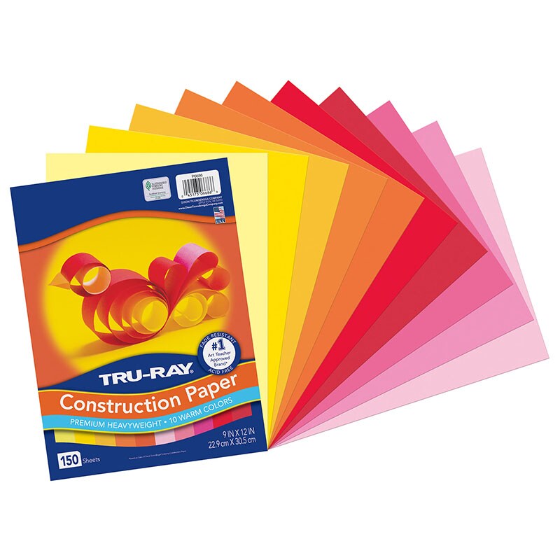 Construction Paper, Warm Assorted, 9&#x22; x 12&#x22;, 150 Sheets