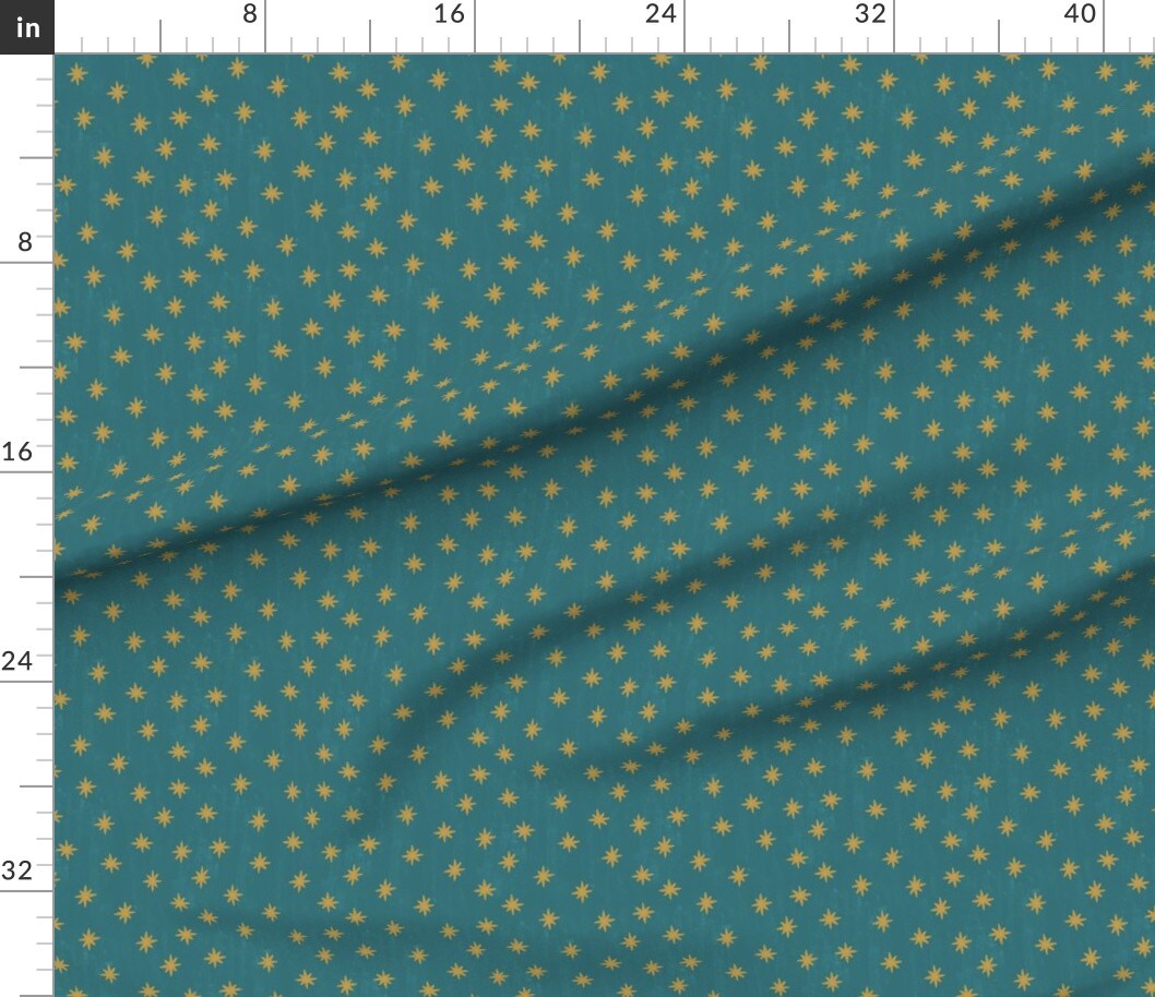 Lady Guadalupe Stars Teal Gold Catholic Custom Printed Fabric by Spoonflower Various Fabrics by the Yard or Fat Quarter