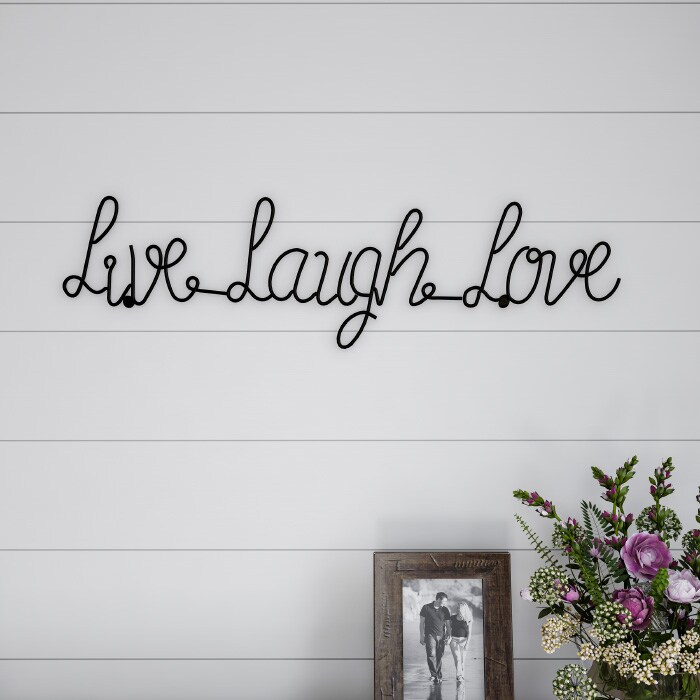 Lavish Home Metal Cutout Live Laugh Love Sign Black 25.5X6.25 Inch