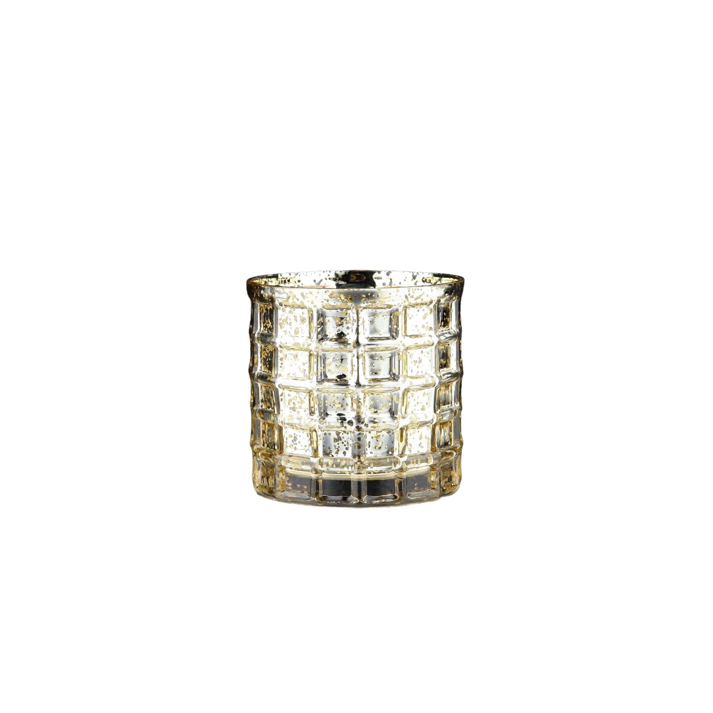 CC Home Furnishings 5&#x22; Metallic Silver and Gold Hand Blown Glass Block Vase