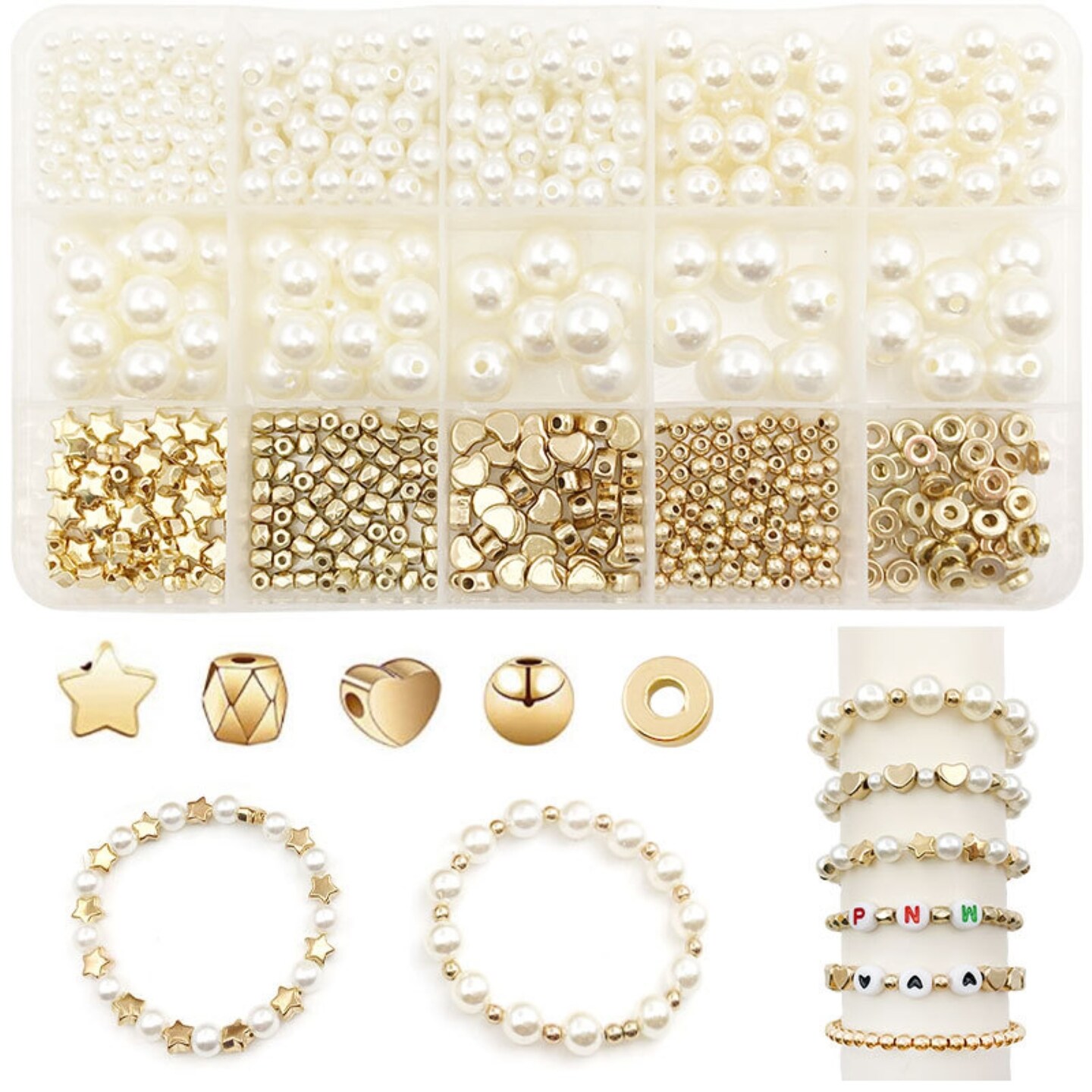 Generic 1 Set Loose Beads Eye-catching Smooth Surface Resin Jewelry Beads Bracelet Necklace Accessories Set for Home