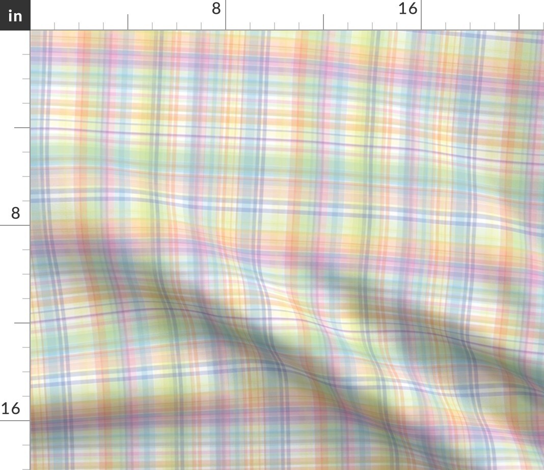 Pastel Rainbow Madras Plaid Check Tartan Lgbtqia Pride Colorful Spring Summer Custom Printed Fabric by Spoonflower Various Fabrics by the Yard or Fat Quarter