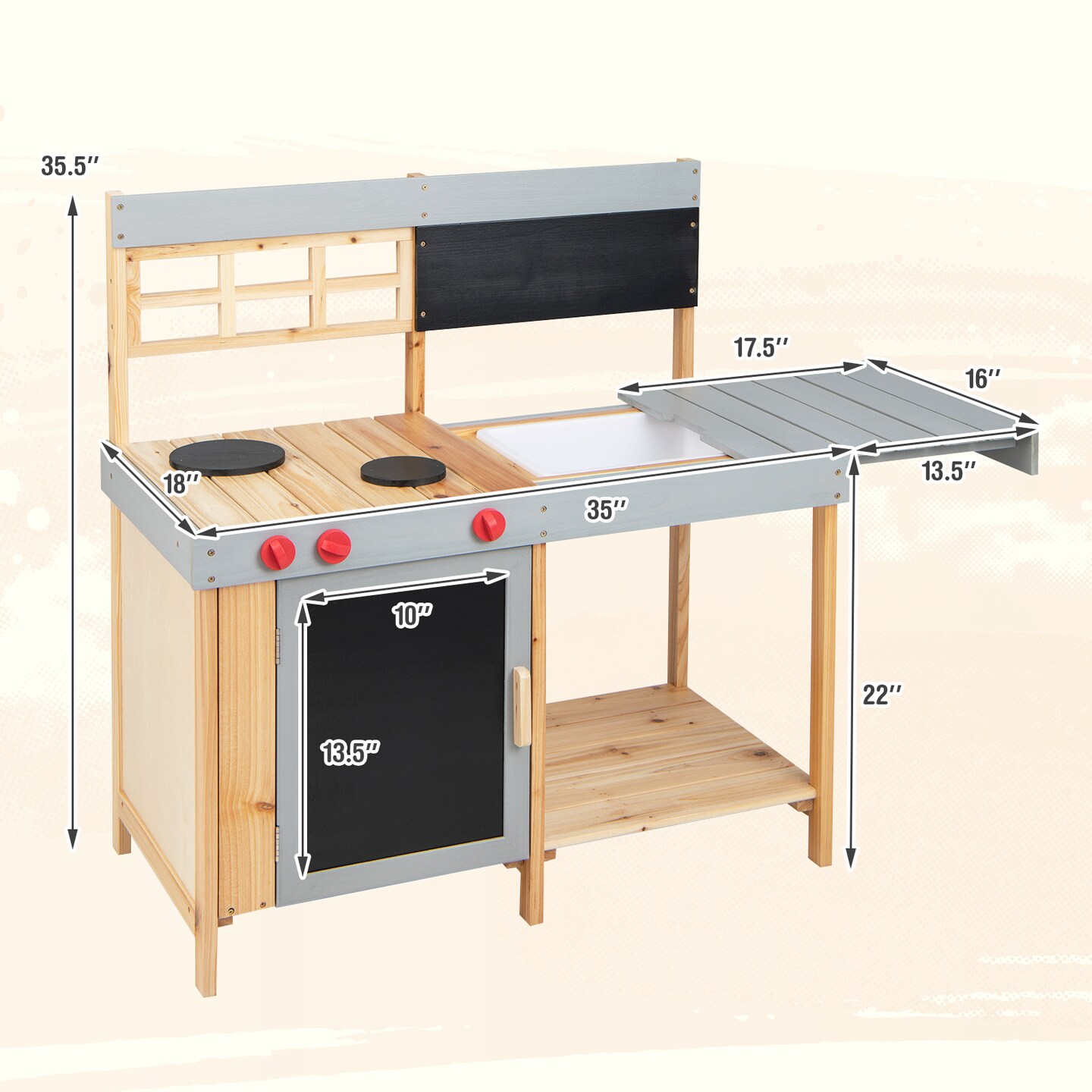 Outdoor Kid&#x27;s Mud Kitchen Set with Detachable Water Box for Toddlers Over 3