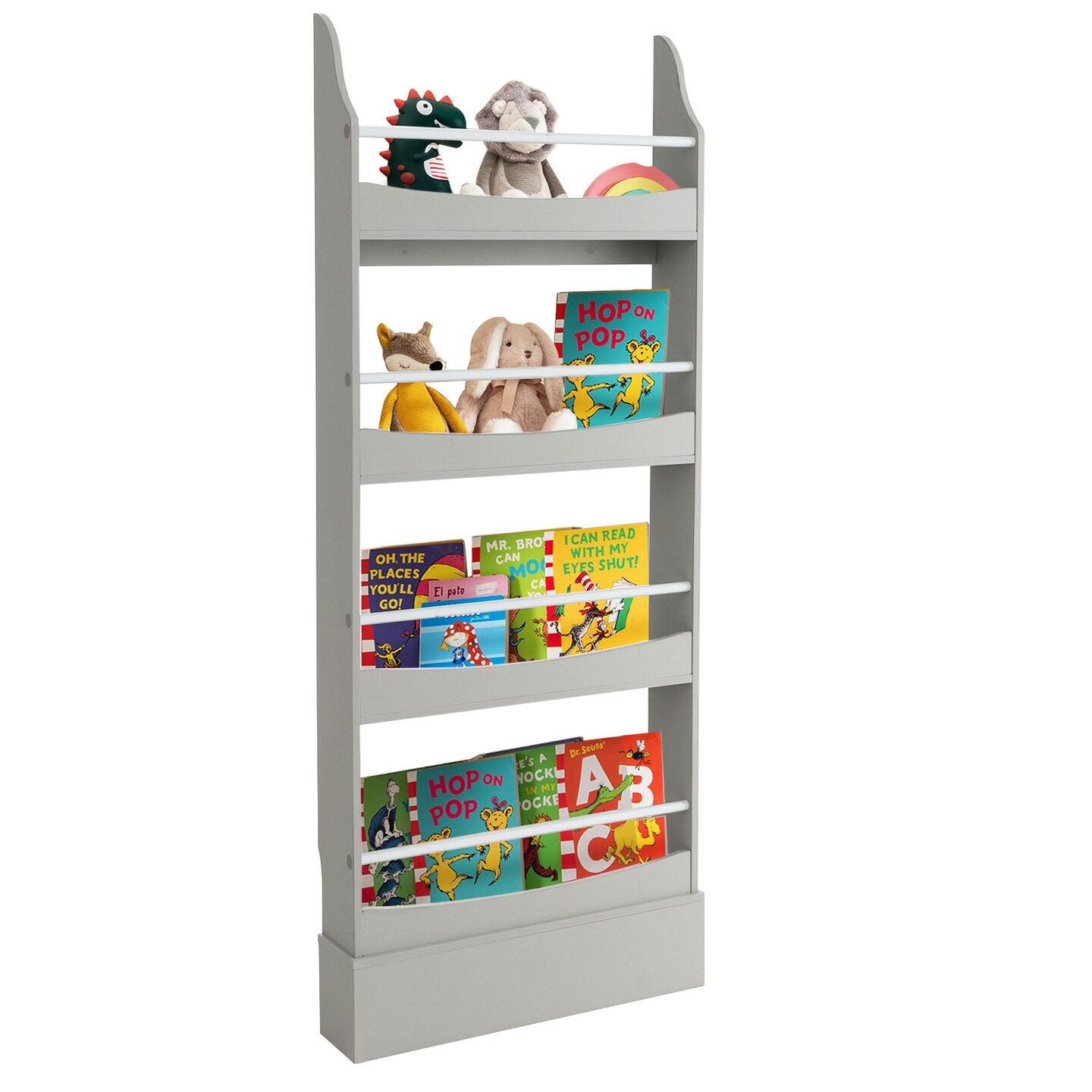 4-Tier Freestanding Floor Kids Bookshelf with Anti-toppling Device Suitable to Any Room