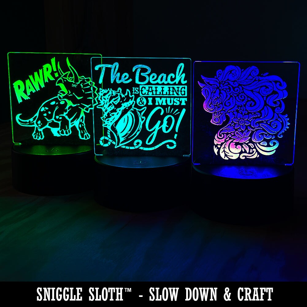 Red-Eared Slider Turtle Pet Reptile 3D Illusion LED Night Light Sign Nightstand Desk Lamp