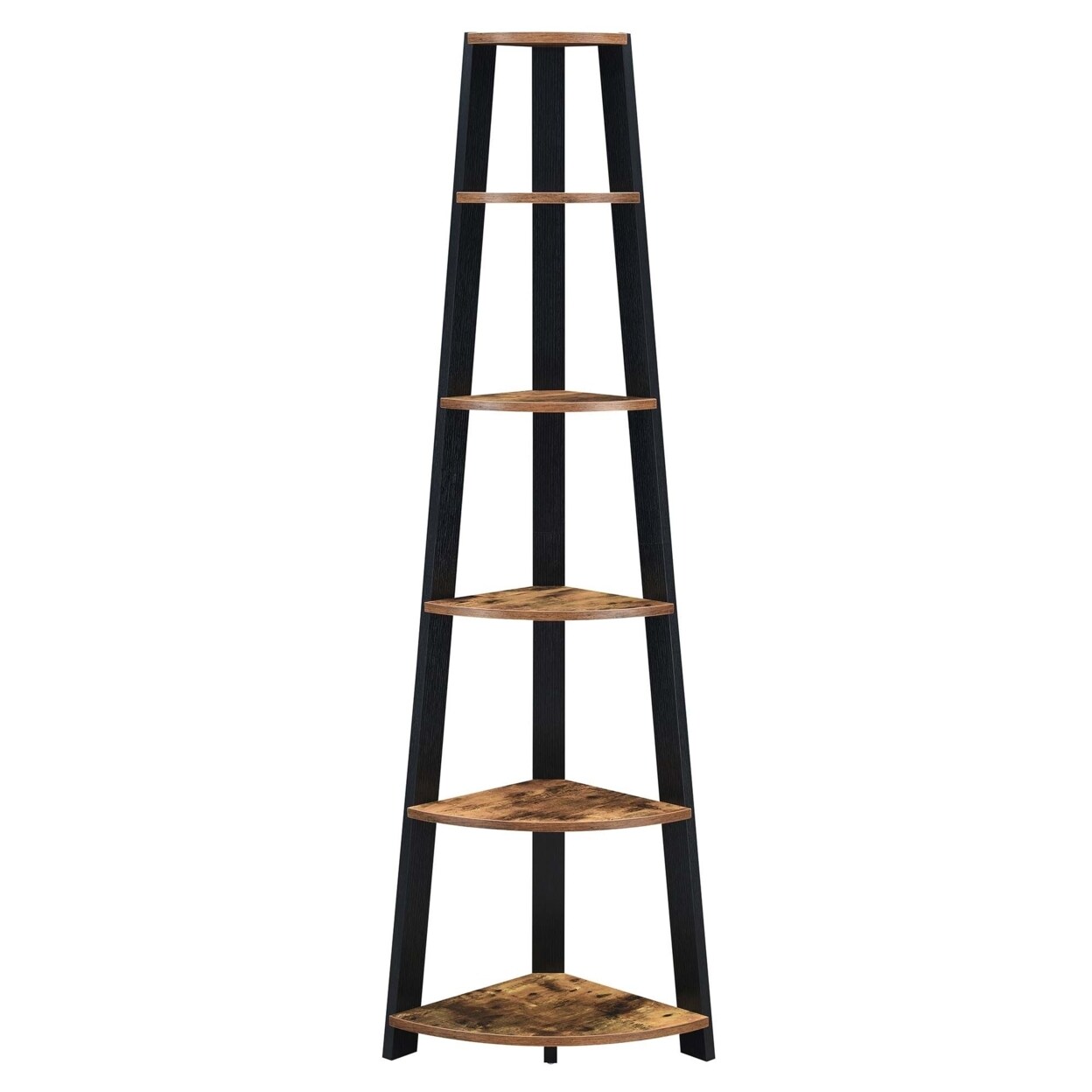 Convenience Concepts Newport 5 Tier Corner Bookshelf, Brown, Black