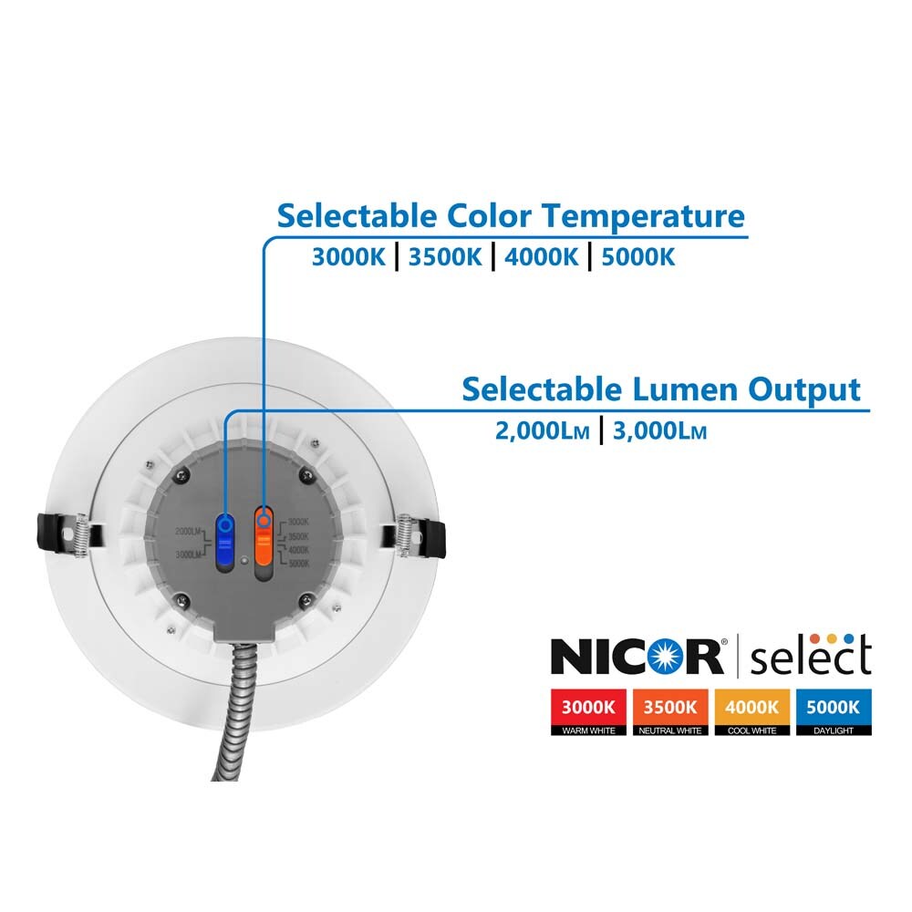 Nicor CLR-Select 8-inch Nickel H/O Commercial Canless LED Downlight Kit