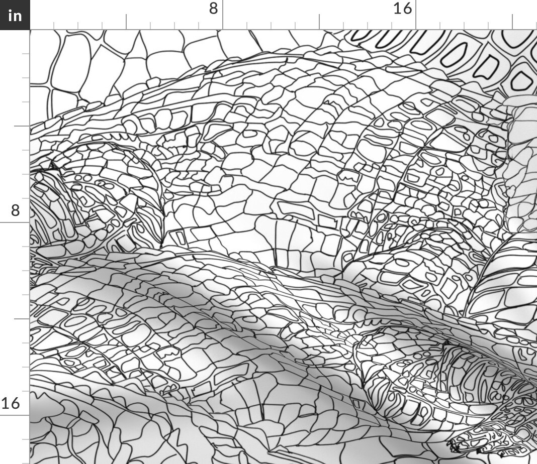 Black White Scales Crocodile Reptile Drawing Lizards Alligators Science Ink Large Scale Custom Printed Fabric by Spoonflower Various Fabrics by the Yard or Fat Quarter