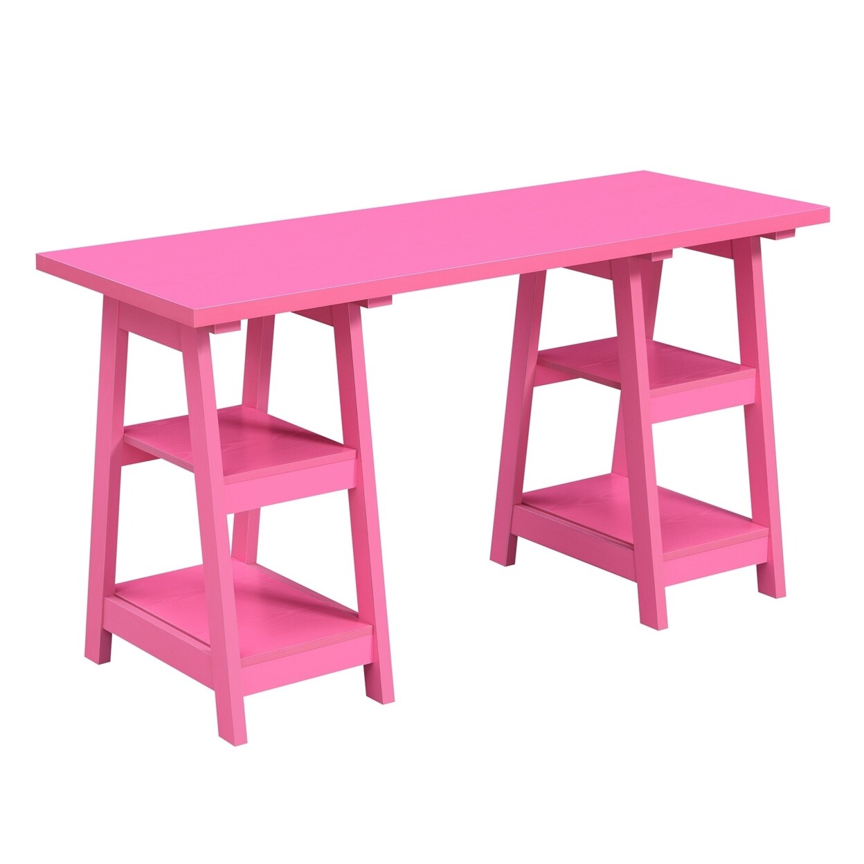 Convenience Concepts Designs2Go Double Trestle Desk, Pink