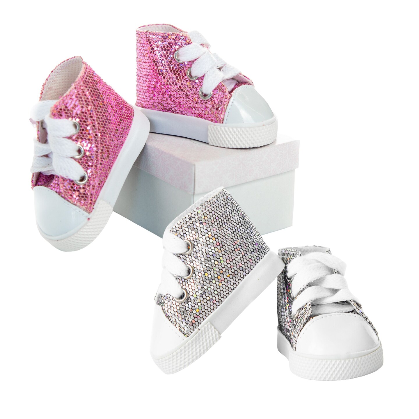 The Queen&#x27;s Treasures 18 In Doll 2 Pair of Glitter Shoes, Fits American Girl