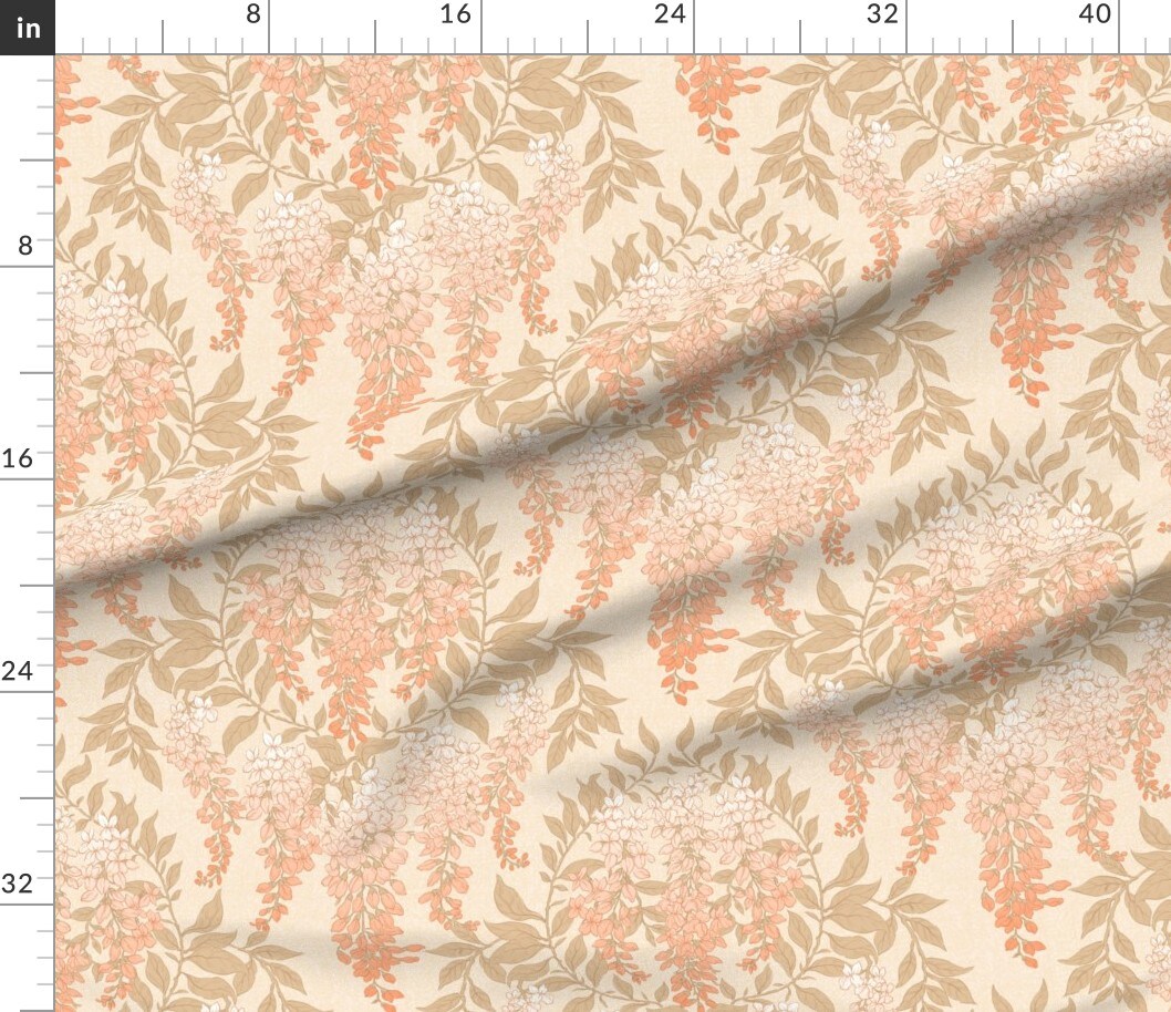 Various Fabrics by the Yard or Fat Quarter Peach Vintage Floral Traditional Botanical Custom Printed Fabric by Spoonflower
