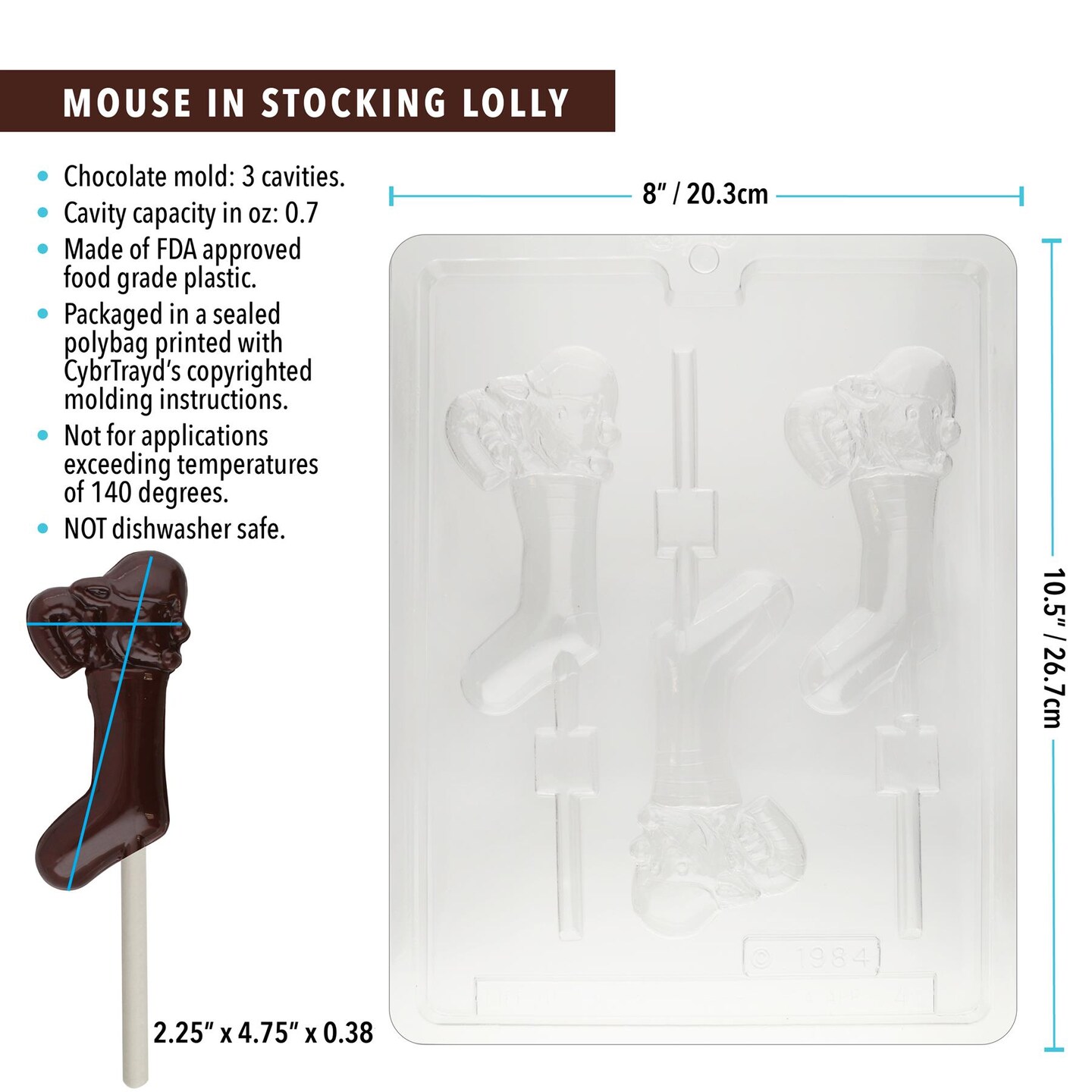 Chocolate Mold Mouse In Stocking Lolly
