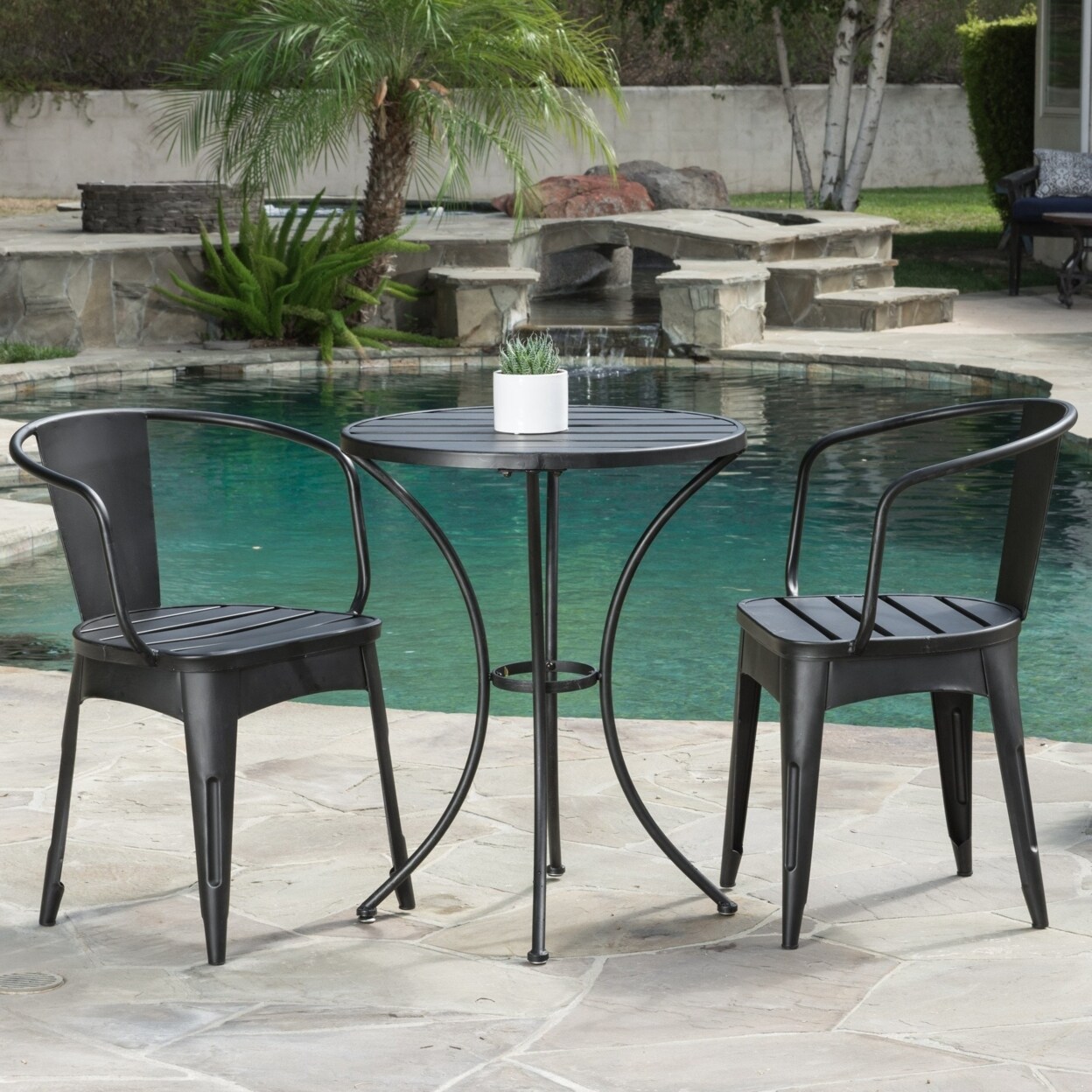 GDF Studio Castro Outdoor 3 piece Black Cast Bistro Set Michaels