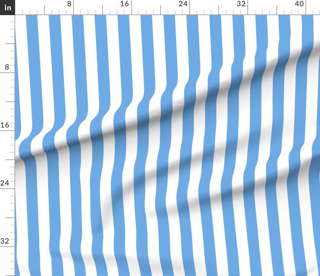 Coastal Beach Blue White Cabana Hut Tent Stripes Retro Large Scale Custom Printed Fabric by Spoonflower Various Fabrics by the Yard or Fat Quarter