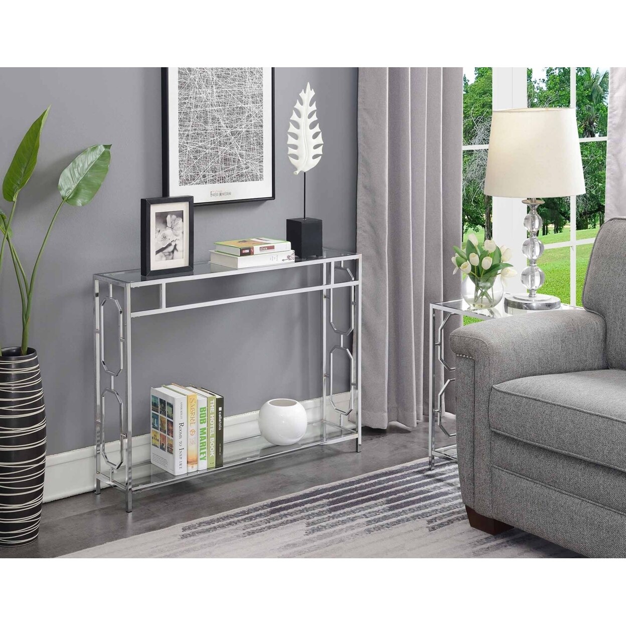 Convenience Concepts Omega Chrome Console Table