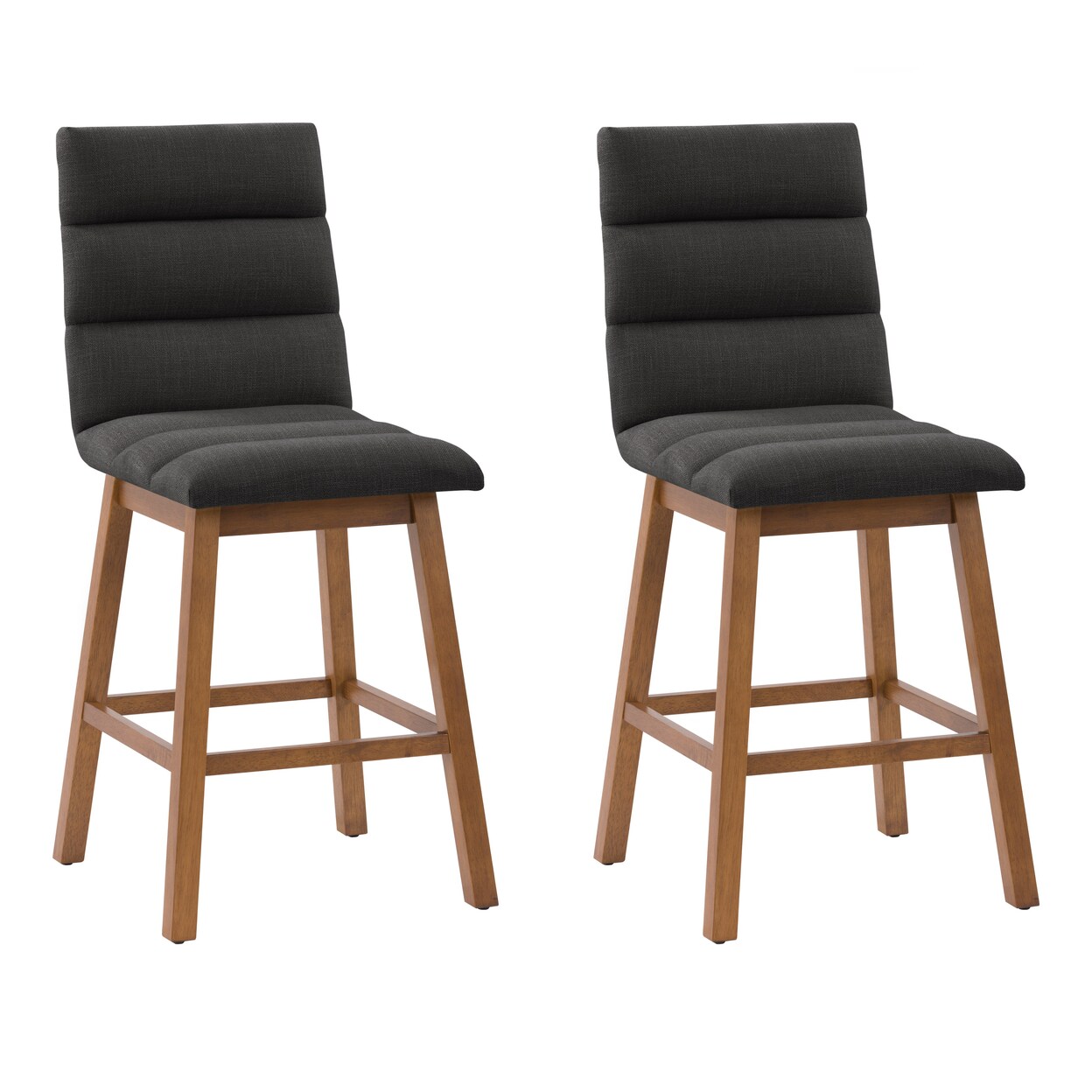 Corliving Boston Channel Tufted Fabric Barstool Beige Set Of 2