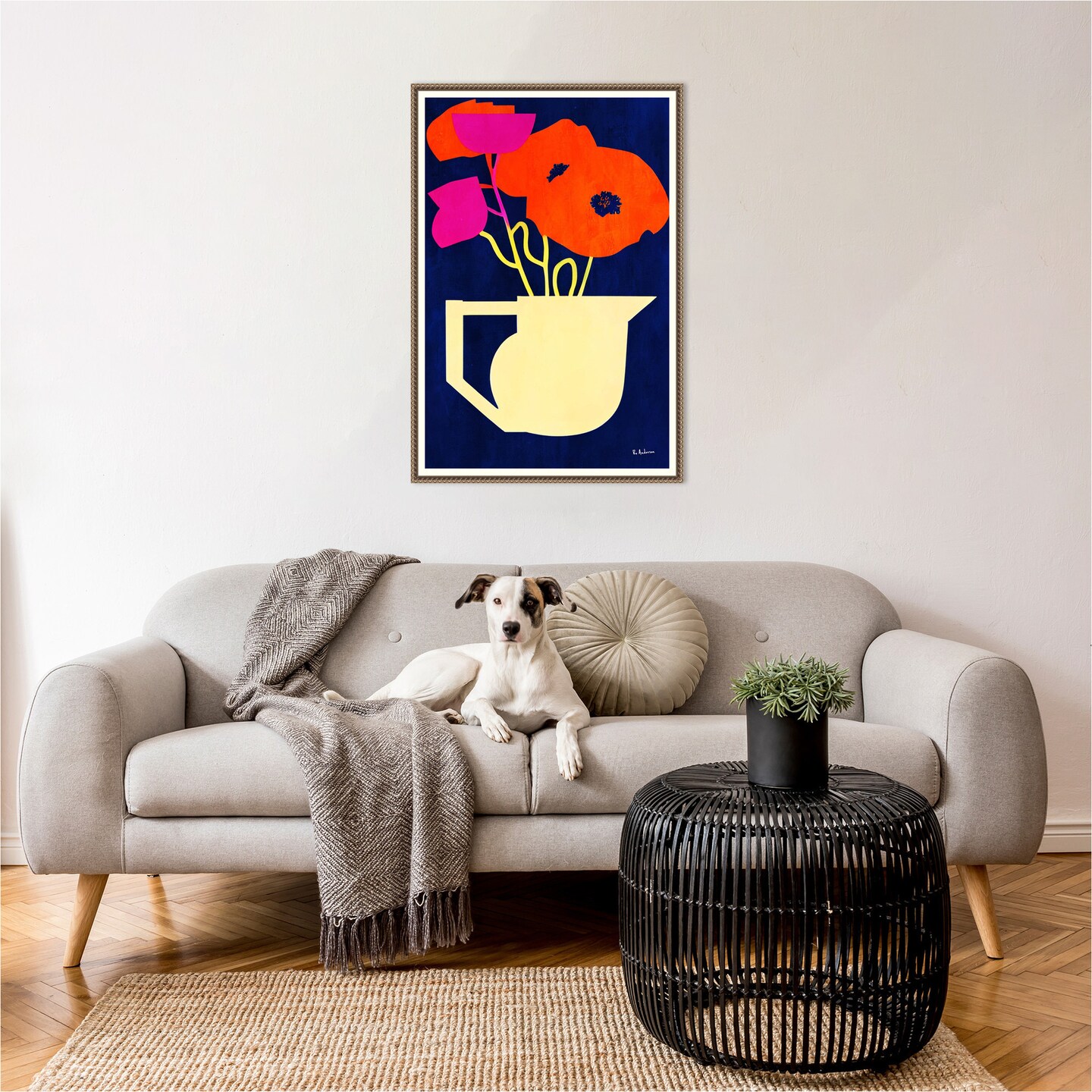 Bright a Sunny Poppies by Bo Anderson Framed Canvas Wall Art