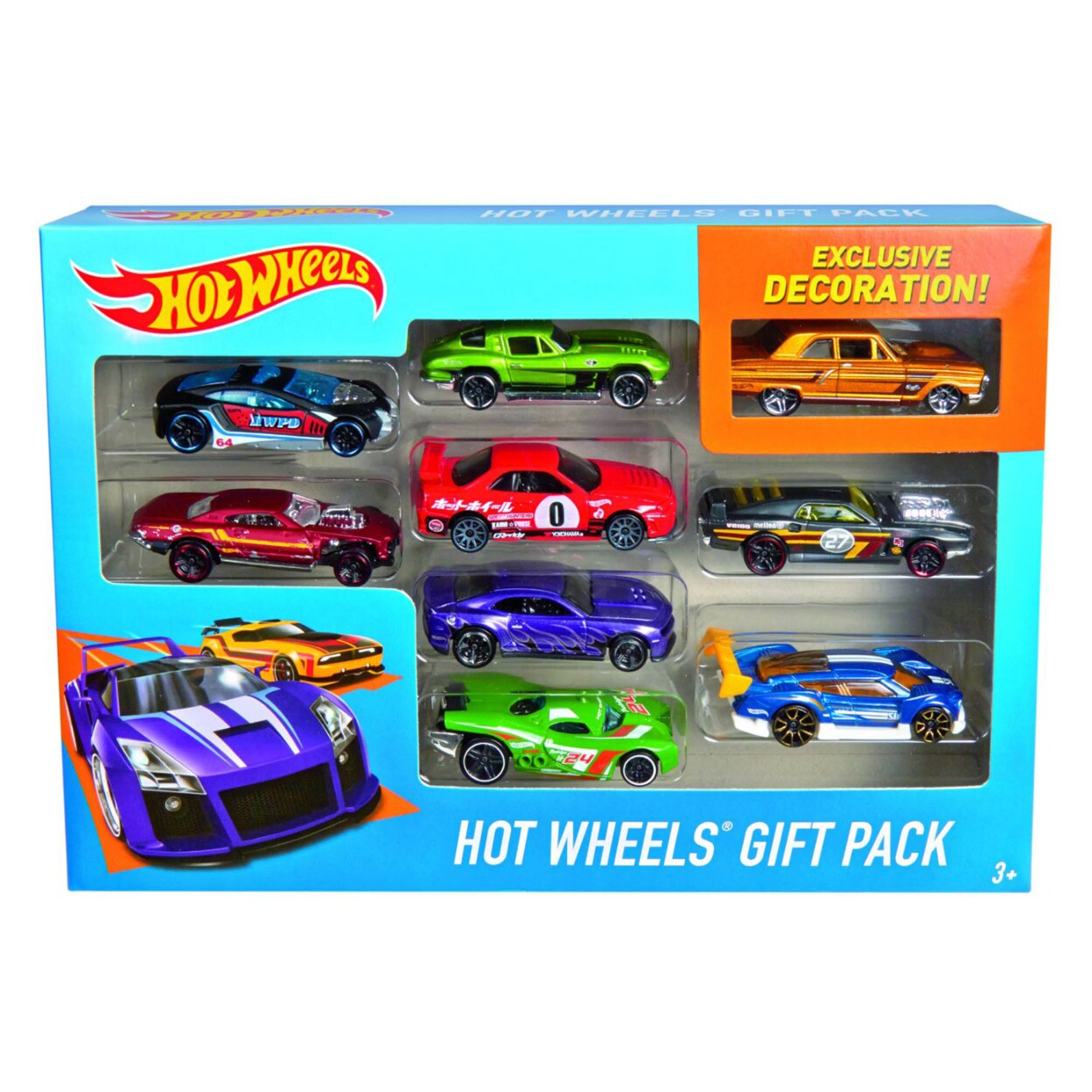 Hot Wheels 9-Car Pack Of 1:64 Scale Vehicles With Exclusive Car