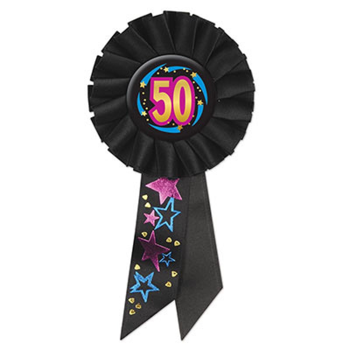 Beistle Set of 6 Black &#x201C;50&#x201D; Rosette Ribbon 6.5&#x201D;