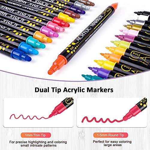 PENGUIN ART SUPPLIES 28 Colors Dual Tip Paint Pens - 5mm & 3mm Tips - Craft  Paint Markers, 5mm and 3mm - Harris Teeter