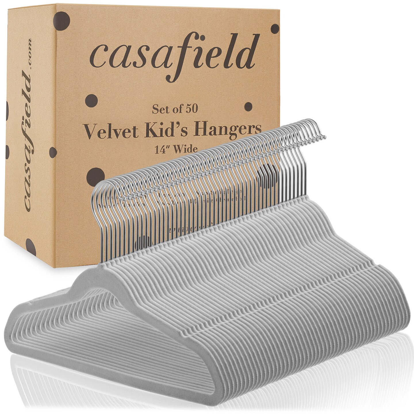 Casafield 50 Velvet Kid's Hangers - 14" Size for Children's Clothes