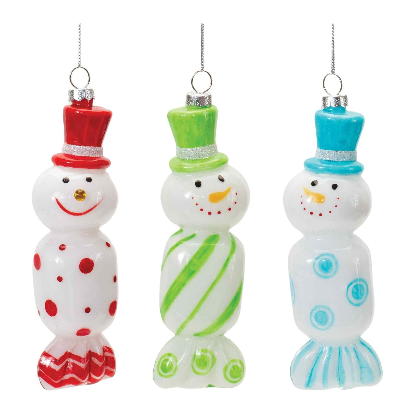 Melrose Candy Snowman Christmas Ornaments - 6.25&#x22; - Set of 12