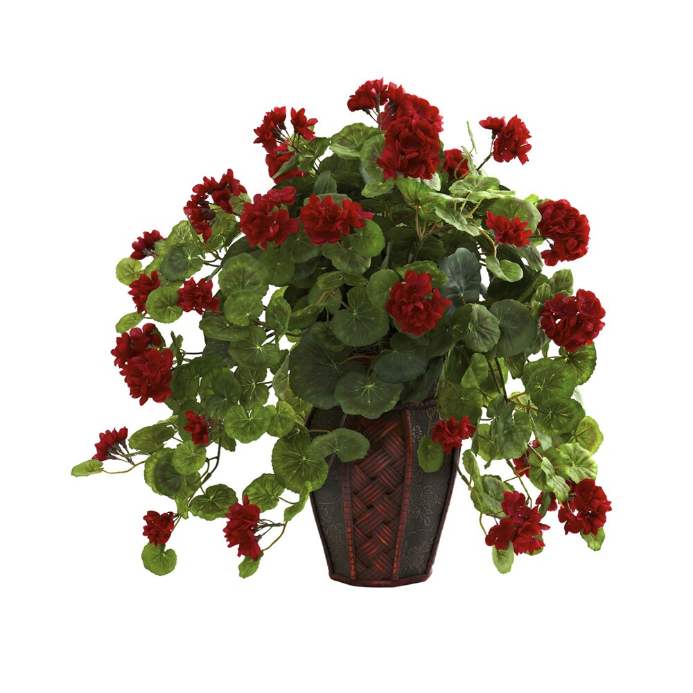 Nearly Natural   Geranium with Decorative Planter